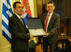 22 February 2020 National Assembly Deputy Speaker Veroljub Arsic and the Head of the Greece-Serbia PFG Christos Boukoros